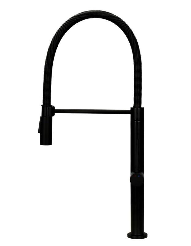 Pure.Sink Luxion Robinet de cuisine noir mat Profi avec bec flexible et 2 types de jet PLXFLEX-10