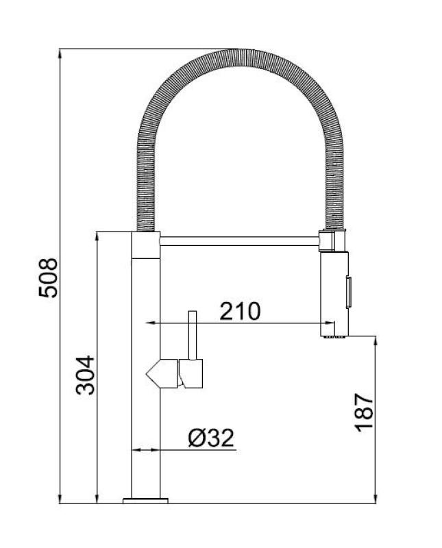 Pure.Sink Luxion Robinet de cuisine en bronze avec bec flexible et 2 types de jet PLXFLEX-61