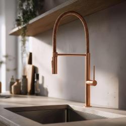 Pure.Sink Luxion Robinet de cuisine en cuivre pro avec bec flexible et 2 types de jet PLXFLEX-62