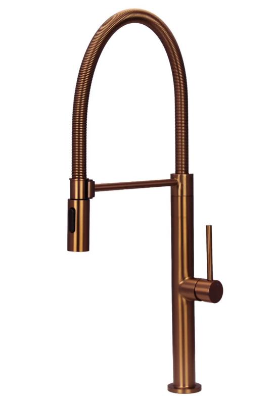 Pure.Sink Luxion Robinet de cuisine en cuivre Profi avec bec flexible et 2 types de jet PLXFLEX-62