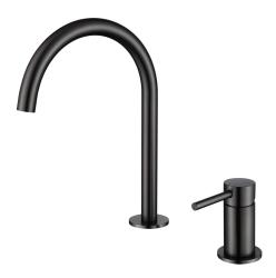 Pure.Sink Luxion Robinet de cuisine 2 trous noir mat avec bec rond PLX2HR-10