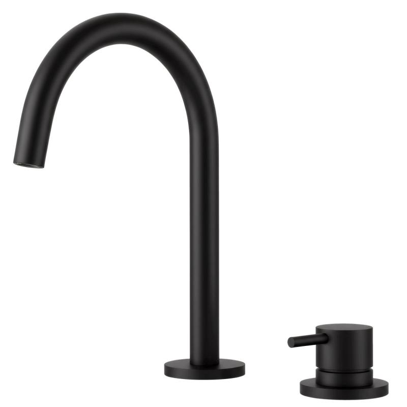 Pure.Sink Luxion Robinet de cuisine 2 trous noir mat avec bec rond PLX2HR-10