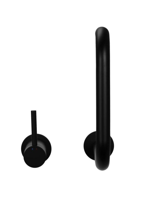 Pure.Sink Luxion Robinet de cuisine noir mat à 2 trous avec bec rond PLX2HR-10