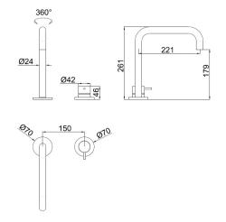 Pure.Sink Luxion Robinet de cuisine 2 trous doré avec bec verseur en U PLX2HU-60