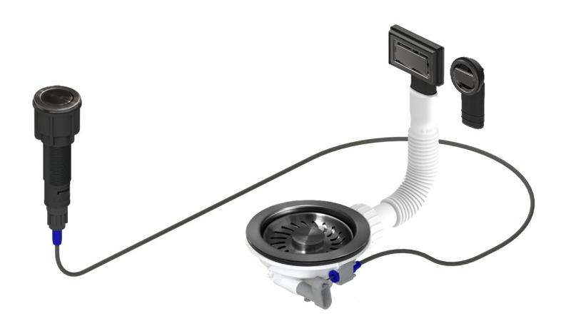 Ensemble d'évacuation Granitemy Gun metal comprenant une bonde à pression avec bouchon, plus un trop-plein rectangulaire et rond 1208971745