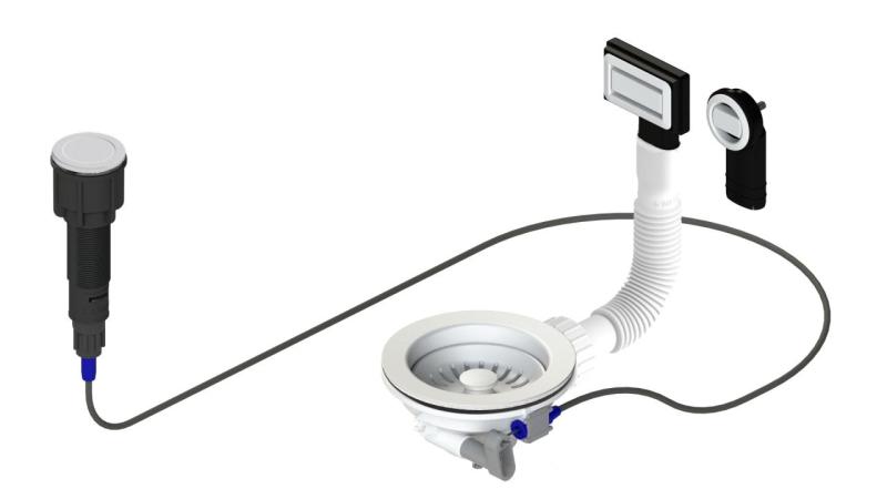 Ensemble de vidange Granitemy Blanc incluant bouton-poussoir avec bouchon, plus débordement rectangulaire et rond 1208971747