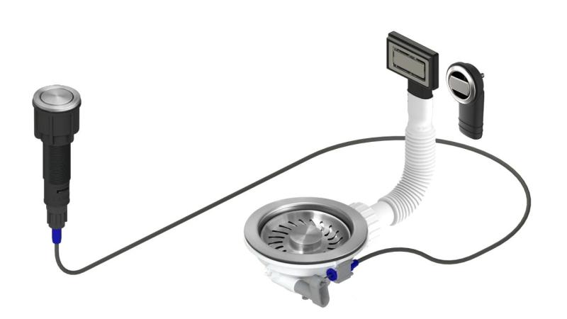 Ensemble d'évacuation Granitemy en acier inoxydable comprenant une bonde à bouton-poussoir avec bouchon, plus un trop-plein rectangulaire et rond 1208971748