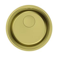 Pure.Sink Rondo Évier rond doré à encastrer à fleur, à encastrer sous plan et à poser, 37 cm RD375-Gold