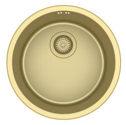 Pure.Sink Rondo Doré Évier rond à encastrer, sous-comptoir et en saillie 38 cm PRN38-60