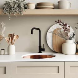 Pure.Sink Rondo Évier rond en cuivre à encastrer à fleur, à encastrer sous plan et à poser, 37 cm RD375-Copper