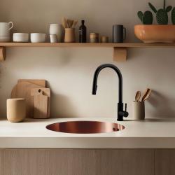 Pure.Sink Rondo Cuivre Évier rond à encastrement à fleur, sous-comptoir et montage en surface 38 cm PRN38-62