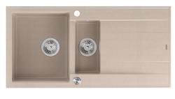 Quadri Luton beige granit à poser 1,5 évier avec égouttoir réversible 100x50cm avec bouchon en acier inoxydable 1208971794