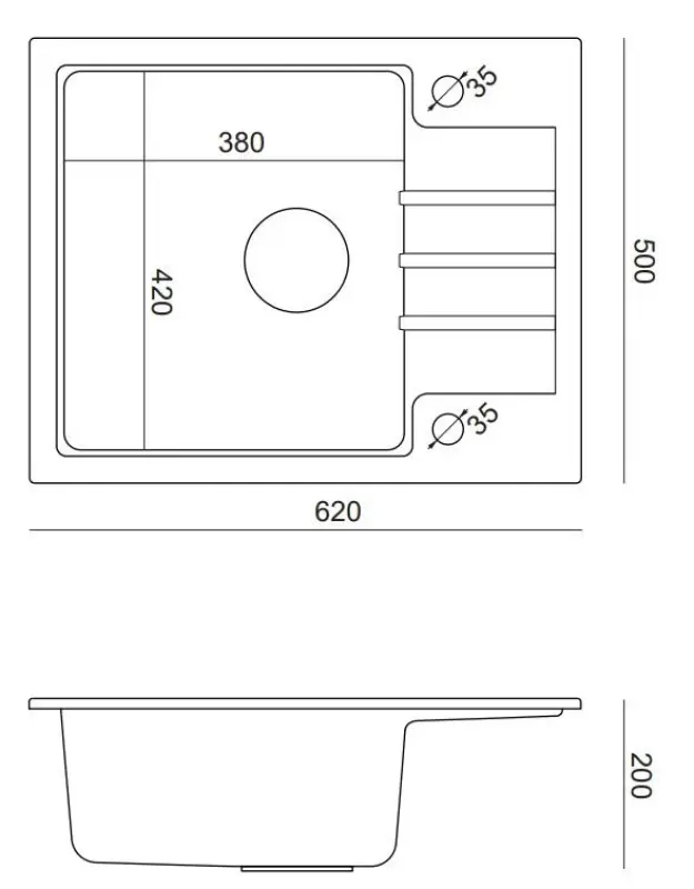 Quadri Cardigan Pearl Beige évier en granit à encastrer avec égouttoir réversible 62x50cm 1208971817