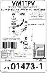 Ensemble d'évacuation Ausmann en acier inoxydable avec trop-plein carré incl. siphon pour évier simple 1208971877
