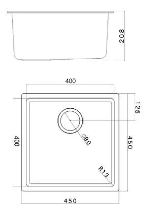 Ausmann Fibre évier en béton gris 40x40cm sous plan, à poser et à encastrer avec bouchon automatique en cuivre 1208971912