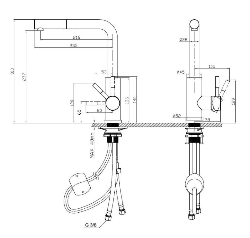 Pure.Sink Elite Steel Spark-S robinet de cuisine en cuivre PVD avec bec extractible PS8041-62