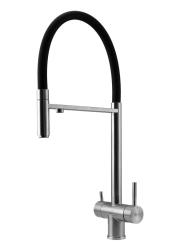 Pure.Sink Elite Steel Flex Robinet de cuisine en acier inoxydable à 3 voies avec bec flexible et eau filtrée PS8110-02
