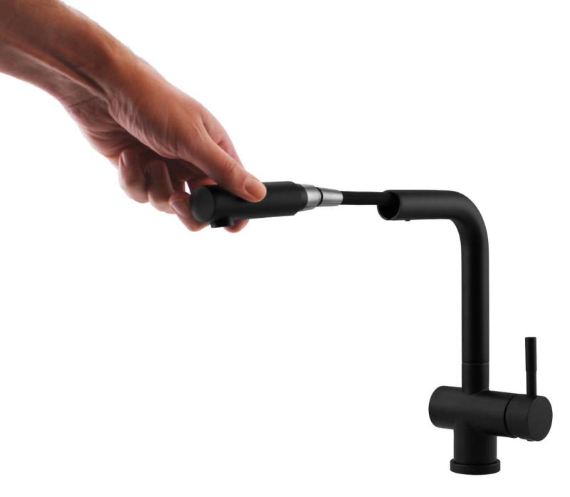 Pure.Sink Elite Steel Pulse-S Kitchen Faucet Matte Black with pull-out spout and spray mode PS8500-10