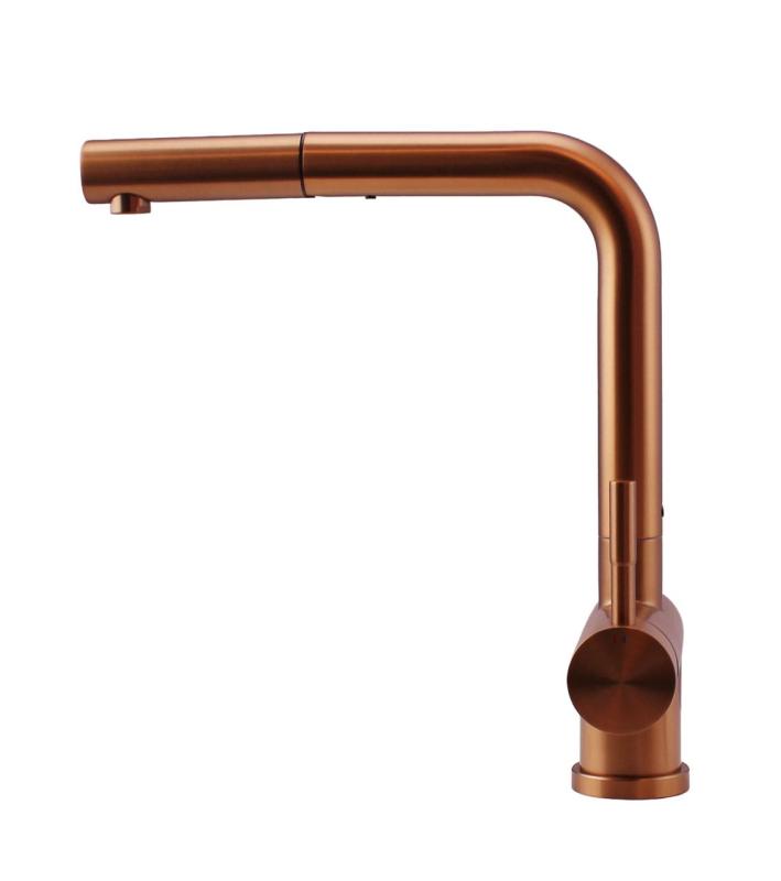 Pure.Sink Elite Steel Pulse-S kitchen faucet PVD copper with pull-out spout and spray mode PS8500-62
