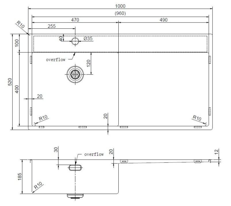 Pure.Sink Exclusivo Évier en cuivre avec égouttoir 100 x 52 cm Robinet à levier gauche PEX47100LT-62