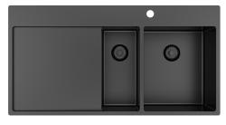 Pure.Sink Exclusivo Évier Gun metal 1,5  avec égouttoir 100x52 cm Robinet à levier droit PEX3418100RT-61