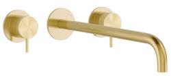 Waterevolution Flow Mitigeur lavabo encastré 3 trous PVD Or blanc avec bec 21 cm T1163FWGE-21