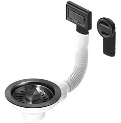 Pure.Sink Universal Jeu de bouchons Gun metal, jeu d'évacuation pour évier avec trop-plein rond et rectangulaire WSTMAN-61