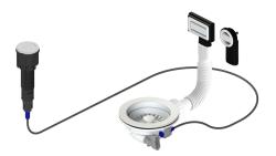 Pure.Sink Universal Ensemble d'évacuation blanc mat comprenant un bouton-poussoir avec bouchon, ainsi qu'un trop-plein rectangulaire et rond WSTAUT-32