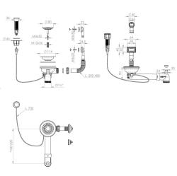 Pure.Sink Universal Kit d'évacuation en cuivre comprenant un bouton-poussoir avec bouchon, ainsi qu'un trop-plein rectangulaire et rond WSTAUT-62