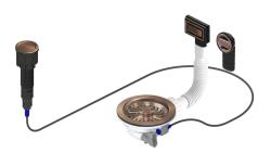 Pure.Sink Universal Kit d'évacuation en cuivre comprenant un bouton-poussoir avec bouchon, ainsi qu'un trop-plein rectangulaire et rond WSTAUT-62