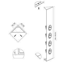 Indux Corner Colonne d'alimentation avec 4 prises Penaarde en acier inoxydable 1208972308