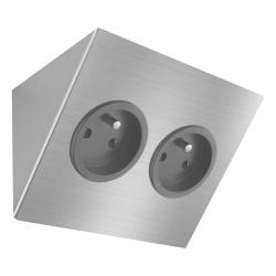 Indux Corner Colonne d'énergie à poser à l'horizontale avec 2 prises de courant Penaarde en acier inoxydable 1208972310