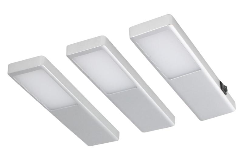 Indux Nivo Kit LED pour cuisine 3x3 W avec interrupteur central, aspect aluminium 1208972334