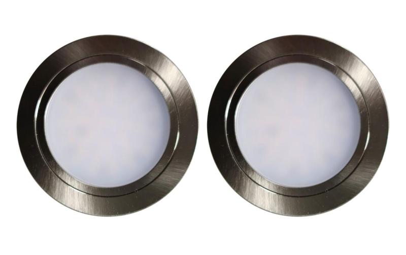 Indux Luma Petit ensemble de spots LED encastrables pour cuisine, 2 spots avec driver LED, aspect inox 1208972371