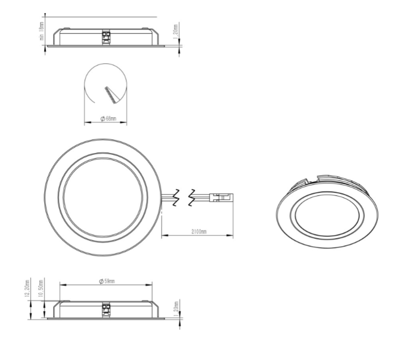Indux Luma Kit de cuisine encastrable Multi Tone LED Set 2 spots aspect inox 1208972400