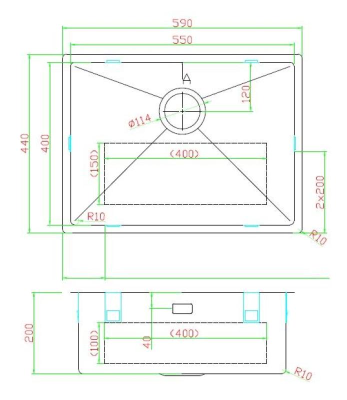 Pure.Sink Luxion PVD Évier antique en bronze 55 x 40 cm, encastrable sous plan, à encastrer à fleur ou en saillie, avec grille de fond PLX5540-64
