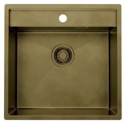 Pure.Sink Luxion PVD Évier antique en bronze 51 x 50 cm Tapwing avec banc de robinetterie et grille de fond PLX5150T-64