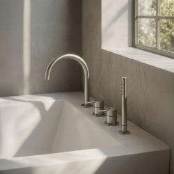 MURO TUA Mitigeur encastré pour bord de baignoire avec bec rond et douchette extractible chromée 1208972441