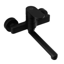 Aquanello Casa Robinet mural de cuisine à levier unique noir avec bec de 20 cm BL-1420-CS