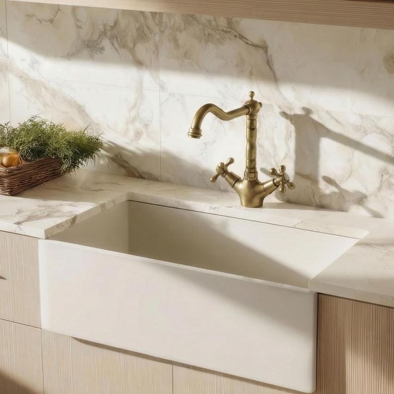 Aquanello Heritage Ascot Cuisine classique Robinet de cuisine nostalgique en bronze avec bec coudé BN-4002-HA