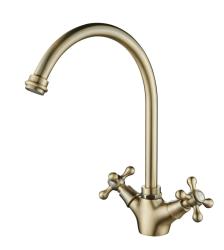 Aquanello Heritage Ascot Robinet de cuisine classique et nostalgique, couleur bronze, avec bec rond BN-4003-HA