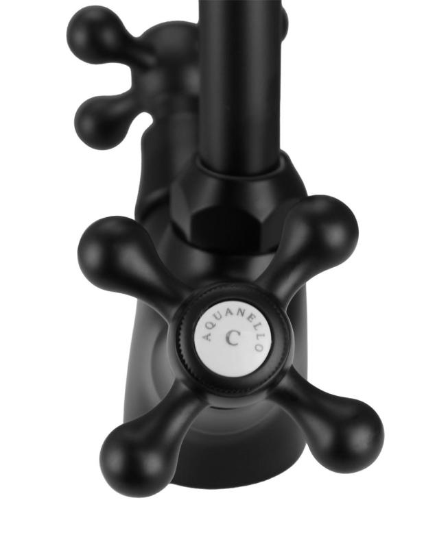 Aquanello Heritage Ascot Classic Kitchen Nostalgic Kitchen Faucet Black BL-4004-HA