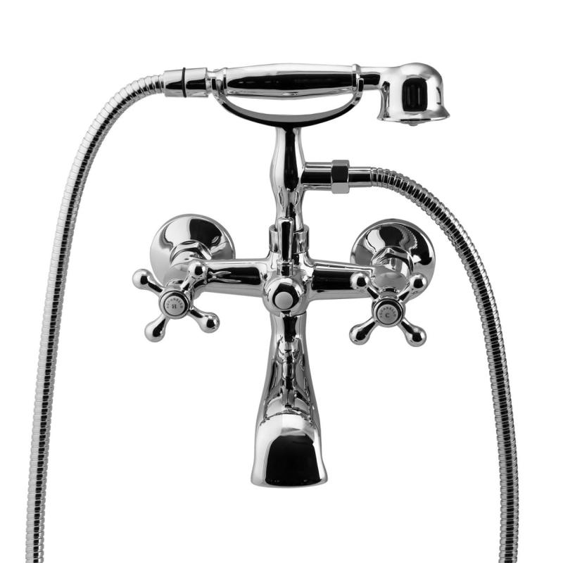 Aquanello Heritage Ascot Mitigeur de baignoire classique avec boutons étoile en acier inoxydable, douchette à main incluse NB-3002-HA