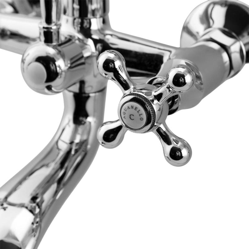 Aquanello Heritage Ascot Mitigeur de baignoire classique avec boutons étoile en acier inoxydable, douchette à main incluse NB-3002-HA