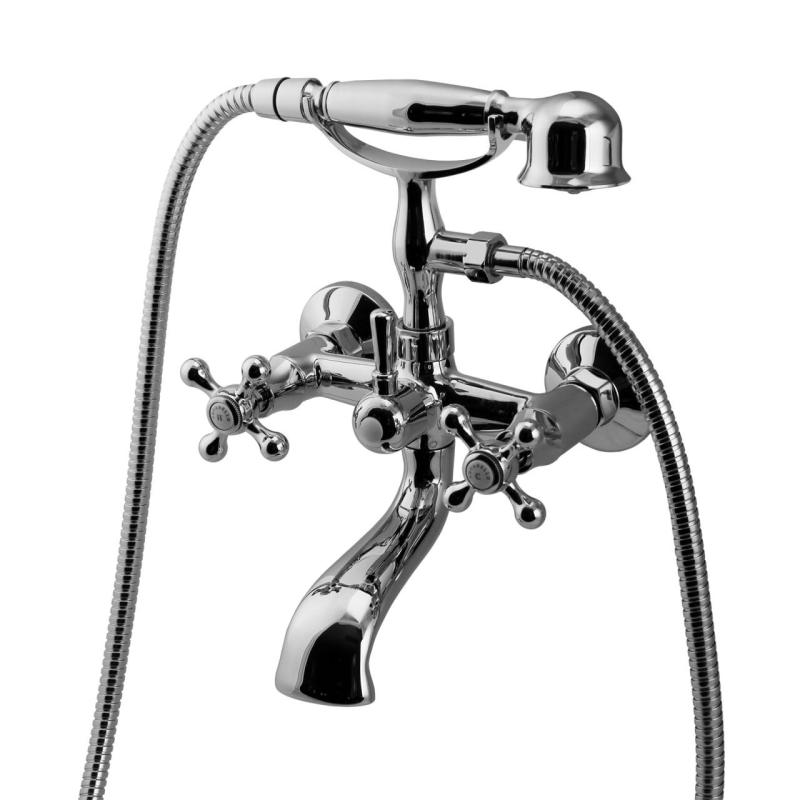 Aquanello Heritage Ascot Mitigeur de baignoire classique avec boutons étoile en acier inoxydable, douchette à main incluse NB-3002-HA