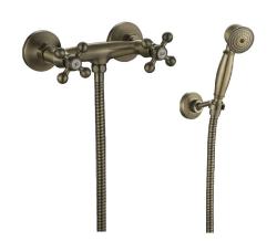 Aquanello Heritage Ascot Ensemble de robinetterie de douche classique avec boutons étoile en bronze, douchette à main incluse BN-2002-HA