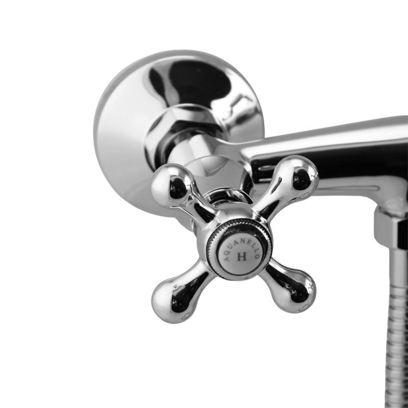 Aquanello Heritage Ascot Ensemble de robinetterie de douche classique avec boutons étoile chromés, douchette à main incluse CR-2002-HA