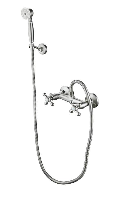 Aquanello Heritage Ascot Ensemble de robinetterie de douche classique avec boutons étoile en acier inoxydable, douchette à main incluse NB-2002-HA