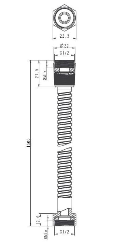 Aquanello Heritage Collection Flexible de douche  150 cm Chrome CR-9002-HC