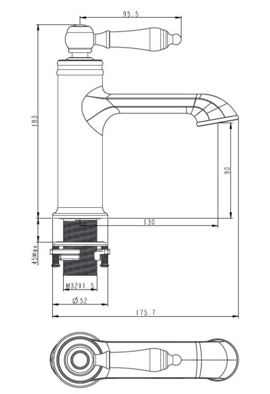 Aquanello Heritage Manor Mitigeur de lavabo classique nostalgique en acier inoxydable NB-1001-HM